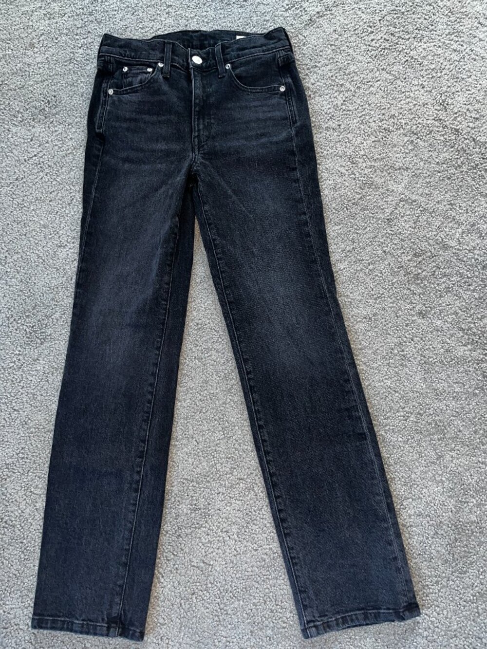 AYR Lala Straight Leg Jeans in Washed Black